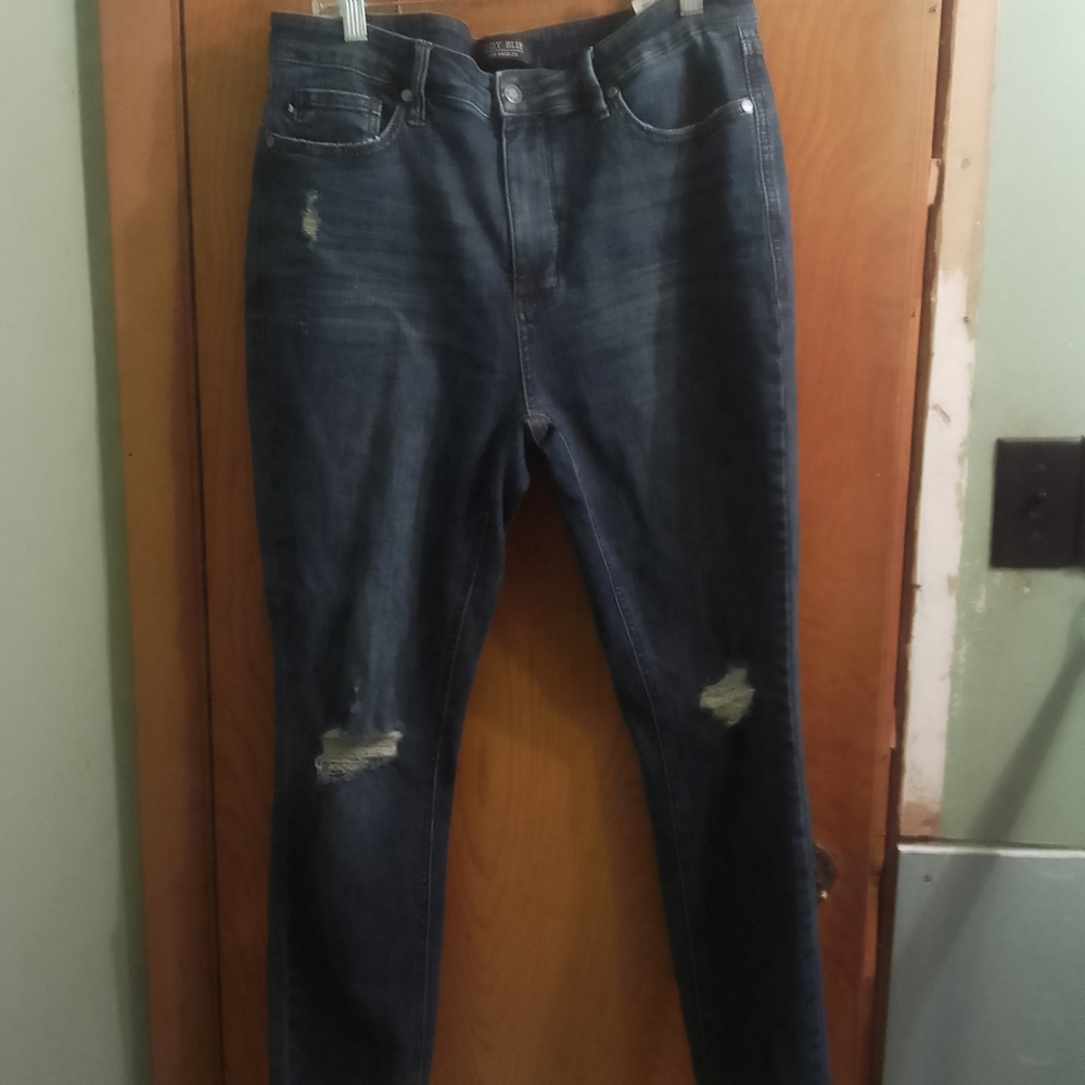 Distressed Dark Blue‎ Judy Blue High Rise Skinny Fit Jeans Size 15/32 - Picture 1 of 16